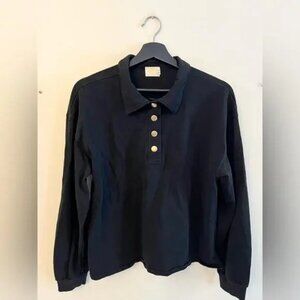 Nation LTD Banks Relaxed Snap Tee Black Gold Buttons - NWOT